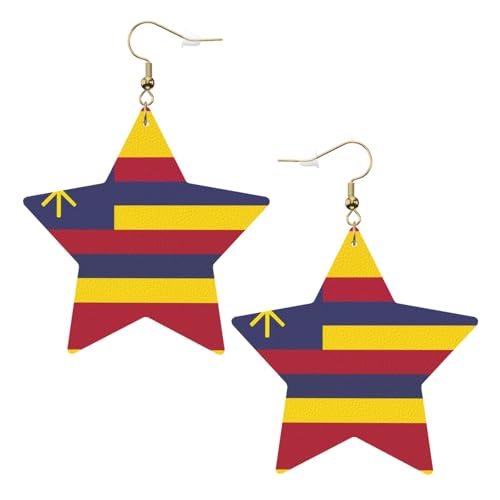 Weiße trendige Leder-Stern-Ohrringe für Frauen – Flagge des Königreichs Hawaii Druck baumeln Schmuck, leichte modische Creolen-Anhänger, Einheitsgröße, Leder, Kein Edelstein Weiße trendige Leder-Stern-Ohrringe für Frauen – Flagge des Königreichs Hawaii Druck baumeln Schmuck, leichte modische Creolen-Anhänger, Einheitsgröße, Leder, Kein Edelstein von JaoXer