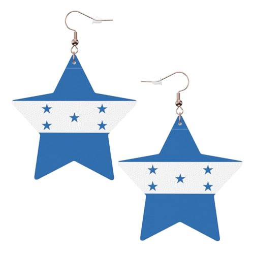 Weiße trendige Leder-Stern-Ohrringe für Frauen – Flagge von Honduras Druck baumelnder Schmuck, leichte modische Creolen-Anhänger, One Size, Leder, Kein Edelstein Weiße trendige Leder-Stern-Ohrringe für Frauen – Flagge von Honduras Druck baumelnder Schmuck, leichte modische Creolen-Anhänger, One Size, Leder, Kein Edelstein von JaoXer