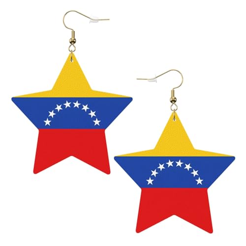Weiße trendige Leder-Stern-Ohrringe für Frauen – Flagge von Venezuela-Druck, baumelnder Schmuck, leichte modische Creolen-Anhänger, One Size, Leder, Kein Edelstein Weiße trendige Leder-Stern-Ohrringe für Frauen – Flagge von Venezuela-Druck, baumelnder Schmuck, leichte modische Creolen-Anhänger, One Size, Leder, Kein Edelstein von JaoXer