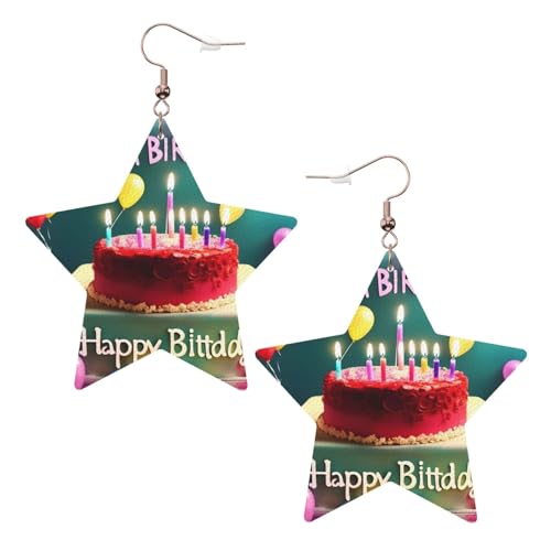 Weiße trendige Leder-Stern-Ohrringe für Frauen – Happy Birthday schöner Druck baumelnder Schmuck, leichte modische Creolen-Anhänger, Einheitsgröße, Leder, Kein Edelstein Weiße trendige Leder-Stern-Ohrringe für Frauen – Happy Birthday schöner Druck baumelnder Schmuck, leichte modische Creolen-Anhänger, Einheitsgröße, Leder, Kein Edelstein von JaoXer