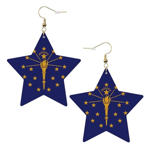 Weiße trendige Leder-Stern-Ohrringe für Frauen – Indiana-Staatsflaggen-Druck, baumelnder Schmuck, leicht, modisch, Creolen-Anhänger, One Size, Leder, Kein Edelstein Weiße trendige Leder-Stern-Ohrringe für Frauen – Indiana-Staatsflaggen-Druck, baumelnder Schmuck, leicht, modisch, Creolen-Anhänger, One Size, Leder, Kein Edelstein von JaoXer