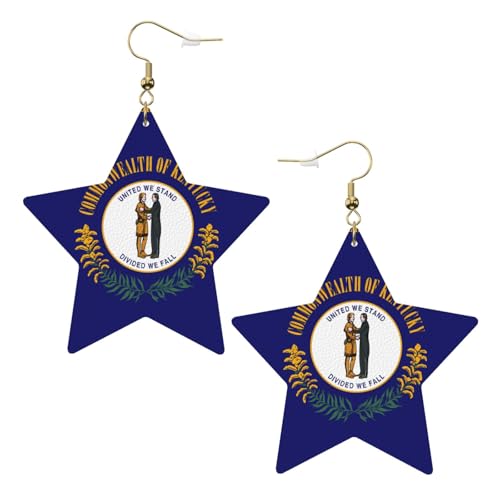 Weiße trendige Leder-Stern-Ohrringe für Frauen – Kentucky State Flag Print baumelnder Schmuck, leichte modische Creolen-Anhänger, Einheitsgröße, Leder, Kein Edelstein Weiße trendige Leder-Stern-Ohrringe für Frauen – Kentucky State Flag Print baumelnder Schmuck, leichte modische Creolen-Anhänger, Einheitsgröße, Leder, Kein Edelstein von JaoXer