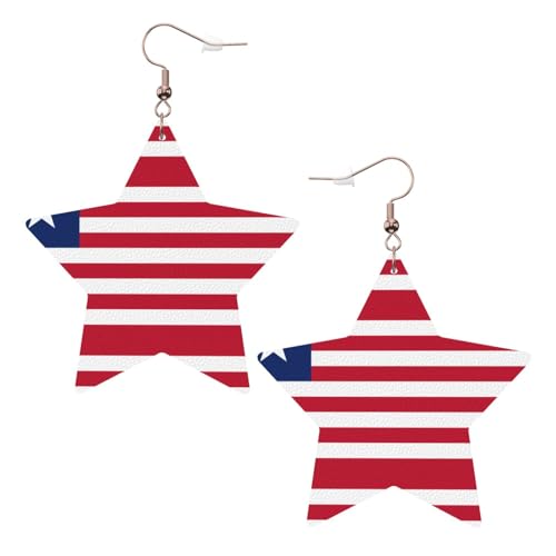 Weiße trendige Leder-Stern-Ohrringe für Frauen – Liberianische Flagge, baumelnder Schmuck, leicht, modisch, Creolen-Anhänger, Einheitsgröße, Leder, Kein Edelstein Weiße trendige Leder-Stern-Ohrringe für Frauen – Liberianische Flagge, baumelnder Schmuck, leicht, modisch, Creolen-Anhänger, Einheitsgröße, Leder, Kein Edelstein von JaoXer