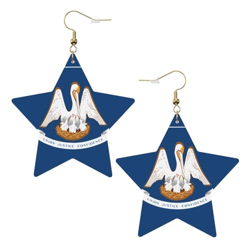 Weiße trendige Leder-Stern-Ohrringe für Frauen – Louisiana State Flag Print baumelnder Schmuck, leichte modische Creolen-Anhänger, Einheitsgröße, Leder, Kein Edelstein Weiße trendige Leder-Stern-Ohrringe für Frauen – Louisiana State Flag Print baumelnder Schmuck, leichte modische Creolen-Anhänger, Einheitsgröße, Leder, Kein Edelstein von JaoXer