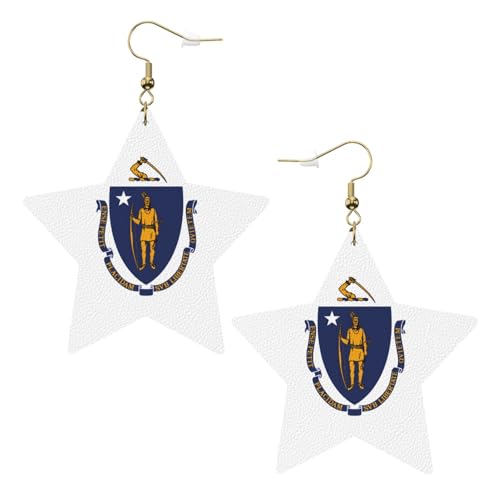 Weiße trendige Leder-Stern-Ohrringe für Frauen – Massachusetts Staatsflaggen-Druck, baumelnder Schmuck, leichte modische Creolen-Anhänger, Einheitsgröße, Leder, Kein Edelstein Weiße trendige Leder-Stern-Ohrringe für Frauen – Massachusetts Staatsflaggen-Druck, baumelnder Schmuck, leichte modische Creolen-Anhänger, Einheitsgröße, Leder, Kein Edelstein von JaoXer