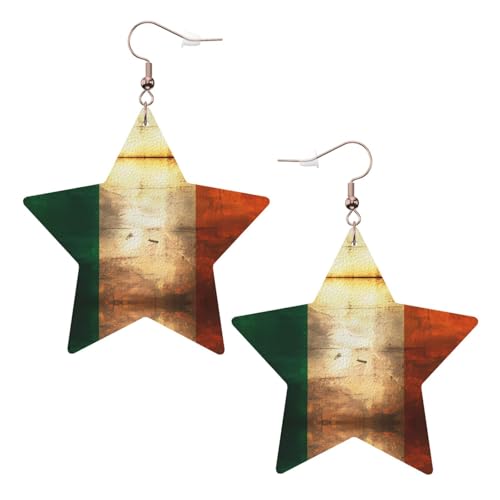 Weiße trendige Leder-Stern-Ohrringe für Frauen – Retro-Irische Flagge, baumelnder Schmuck, leicht, modisch, Creolen-Anhänger, One Size, Leder, Kein Edelstein Weiße trendige Leder-Stern-Ohrringe für Frauen – Retro-Irische Flagge, baumelnder Schmuck, leicht, modisch, Creolen-Anhänger, One Size, Leder, Kein Edelstein von JaoXer