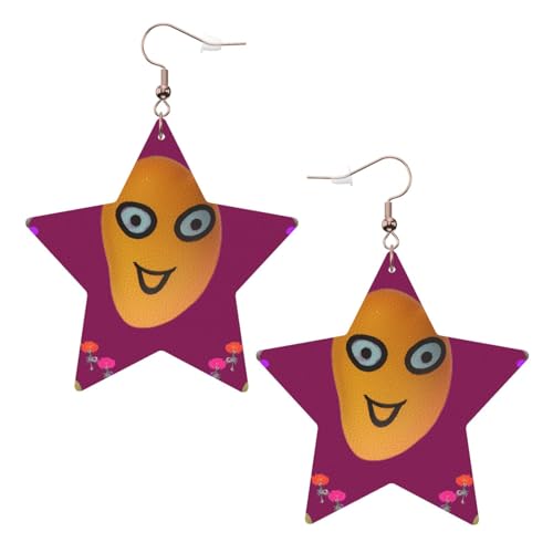 Weiße trendige Leder-Stern-Ohrringe für Frauen – Smiley-Mango-Druck, baumelnder Schmuck, leichte modische Creolen-Anhänger, One Size, Leder, Kein Edelstein Weiße trendige Leder-Stern-Ohrringe für Frauen – Smiley-Mango-Druck, baumelnder Schmuck, leichte modische Creolen-Anhänger, One Size, Leder, Kein Edelstein von JaoXer