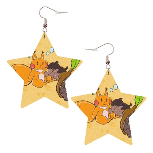 Weiße trendige Leder-Stern-Ohrringe für Frauen – Sonnenblumenkern-Eichhörnchen-Druck, baumelnder Schmuck, leicht, modisch, Creolen-Anhänger, Einheitsgröße, Leder, Kein Edelstein Weiße trendige Leder-Stern-Ohrringe für Frauen – Sonnenblumenkern-Eichhörnchen-Druck, baumelnder Schmuck, leicht, modisch, Creolen-Anhänger, Einheitsgröße, Leder, Kein Edelstein von JaoXer