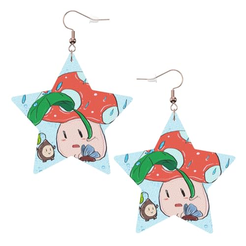 Weiße trendige Leder-Stern-Ohrringe für Frauen – Sonnenblumenkerne und Pilz-Druck, baumelnder Schmuck, leichte modische Creolen-Anhänger, Einheitsgröße, Leder, Kein Edelstein Weiße trendige Leder-Stern-Ohrringe für Frauen – Sonnenblumenkerne und Pilz-Druck, baumelnder Schmuck, leichte modische Creolen-Anhänger, Einheitsgröße, Leder, Kein Edelstein von JaoXer