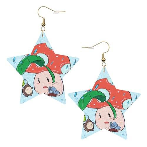 Weiße trendige Leder-Stern-Ohrringe für Frauen – Sonnenblumenkerne und Pilz-Druck, baumelnder Schmuck, leichte modische Creolen-Anhänger, One Size, Leder, Kein Edelstein Weiße trendige Leder-Stern-Ohrringe für Frauen – Sonnenblumenkerne und Pilz-Druck, baumelnder Schmuck, leichte modische Creolen-Anhänger, One Size, Leder, Kein Edelstein von JaoXer