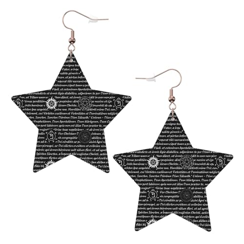 Weiße trendige Leder-Stern-Ohrringe für Frauen – Supernatural Inspiration Print baumelnder Schmuck, leichte modische Creolen-Anhänger, One Size, Leder, Kein Edelstein Weiße trendige Leder-Stern-Ohrringe für Frauen – Supernatural Inspiration Print baumelnder Schmuck, leichte modische Creolen-Anhänger, One Size, Leder, Kein Edelstein von JaoXer