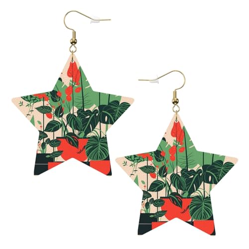 Weiße trendige Leder-Stern-Ohrringe für Frauen – Topf-Topf-Turtleback-Bambus-Druck, baumelnder Schmuck, leicht, modische Creolen-Anhänger, Einheitsgröße, Leder, Kein Edelstein Weiße trendige Leder-Stern-Ohrringe für Frauen – Topf-Topf-Turtleback-Bambus-Druck, baumelnder Schmuck, leicht, modische Creolen-Anhänger, Einheitsgröße, Leder, Kein Edelstein von JaoXer