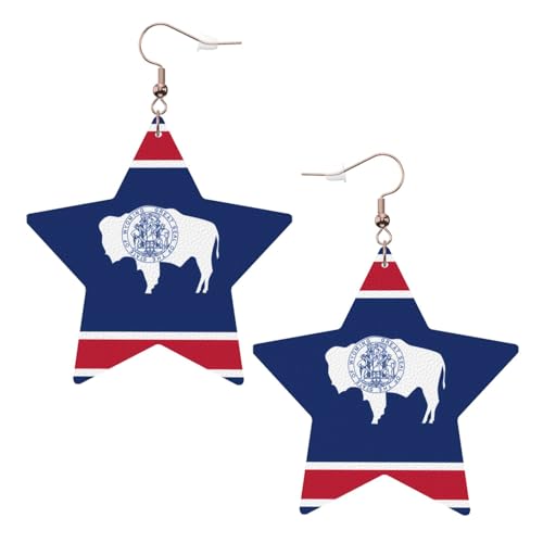 Weiße trendige Leder-Stern-Ohrringe für Frauen – Wyoming State Flag Print baumelnder Schmuck, leichte modische Creolen-Anhänger, Einheitsgröße, Leder, Kein Edelstein Weiße trendige Leder-Stern-Ohrringe für Frauen – Wyoming State Flag Print baumelnder Schmuck, leichte modische Creolen-Anhänger, Einheitsgröße, Leder, Kein Edelstein von JaoXer