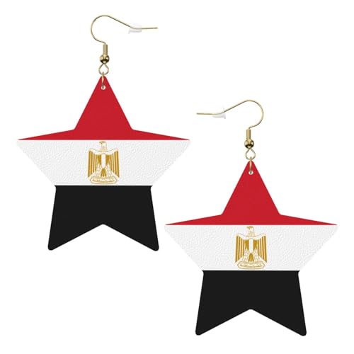 Weiße trendige Leder-Stern-Ohrringe für Frauen – ägyptische Flagge, baumelnder Schmuck, leicht, modisch, Creolen-Anhänger, One Size, Leder, Kein Edelstein von JaoXer