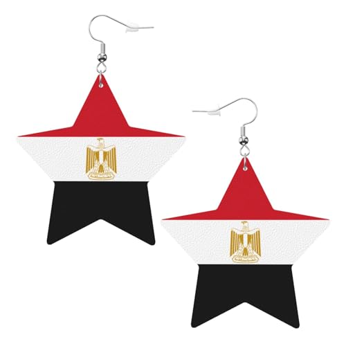 Weiße trendige Leder-Stern-Ohrringe für Frauen – ägyptische Flagge, baumelnder Schmuck, leicht, modisch, Creolen-Anhänger, One Size, Leder, Kein Edelstein von JaoXer