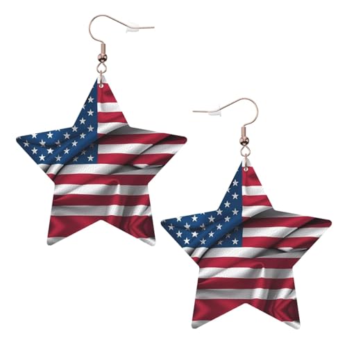 Weiße trendige Leder-Stern-Ohrringe für Frauen – amerikanische Flagge, baumelnder Schmuck, leichte modische Creolen-Anhänger, Einheitsgröße, Leder, Kein Edelstein Weiße trendige Leder-Stern-Ohrringe für Frauen – amerikanische Flagge, baumelnder Schmuck, leichte modische Creolen-Anhänger, Einheitsgröße, Leder, Kein Edelstein von JaoXer