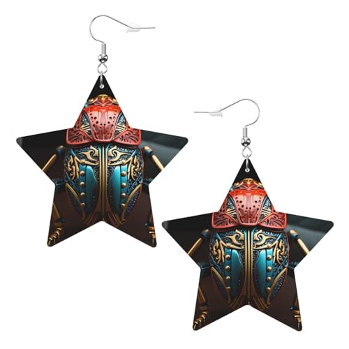 Weiße trendige Leder-Stern-Ohrringe für Frauen – bunter Käfer-Druck, baumelnder Schmuck, leicht, modisch, Creolen-Anhänger, One Size, Leder, Kein Edelstein Weiße trendige Leder-Stern-Ohrringe für Frauen – bunter Käfer-Druck, baumelnder Schmuck, leicht, modisch, Creolen-Anhänger, One Size, Leder, Kein Edelstein von JaoXer