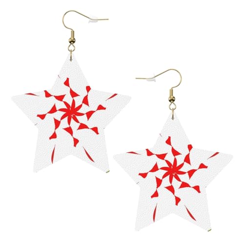 Weiße trendige Leder-Stern-Ohrringe für Frauen – der angehende und sich drehende Blumendruck, baumelnder Schmuck, leicht, modische Creolen-Anhänger, One Size, Leder, Kein Edelstein Weiße trendige Leder-Stern-Ohrringe für Frauen – der angehende und sich drehende Blumendruck, baumelnder Schmuck, leicht, modische Creolen-Anhänger, One Size, Leder, Kein Edelstein von JaoXer