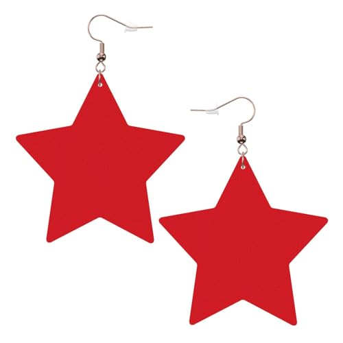 Weiße trendige Leder-Stern-Ohrringe für Frauen – einfarbiger roter Druck, baumelnder Schmuck, leicht, modischer Creolen-Anhänger, Einheitsgröße, Leder, Kein Edelstein von JaoXer