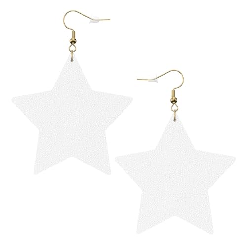 Weiße trendige Leder-Stern-Ohrringe für Frauen – einfarbiger weißer Druck, baumelnder Schmuck, leicht, modischer Creolen-Anhänger, Einheitsgröße, Leder, Kein Edelstein Weiße trendige Leder-Stern-Ohrringe für Frauen – einfarbiger weißer Druck, baumelnder Schmuck, leicht, modischer Creolen-Anhänger, Einheitsgröße, Leder, Kein Edelstein von JaoXer