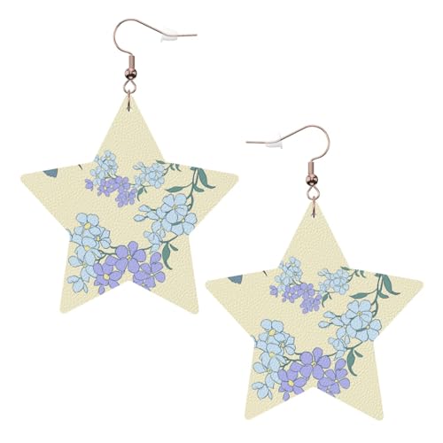 Weiße trendige Leder-Stern-Ohrringe für Frauen – frischer Orchideen-Druck, baumelnder Schmuck, leichte modische Creolen-Anhänger, Einheitsgröße, Leder, Kein Edelstein von JaoXer