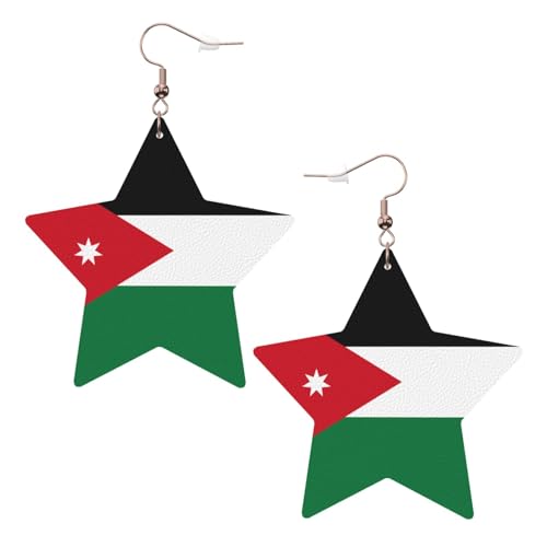 Weiße trendige Leder-Stern-Ohrringe für Frauen – jordanische Flagge Druck baumelnder Schmuck, leichte modische Creolen-Anhänger, One Size, Leder, Kein Edelstein Weiße trendige Leder-Stern-Ohrringe für Frauen – jordanische Flagge Druck baumelnder Schmuck, leichte modische Creolen-Anhänger, One Size, Leder, Kein Edelstein von JaoXer