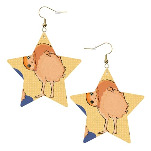 Weiße trendige Leder-Stern-Ohrringe für Frauen – krumme Eulen-Druck, baumelnder Schmuck, leichte modische Creolen-Anhänger, Einheitsgröße, Leder, Kein Edelstein Weiße trendige Leder-Stern-Ohrringe für Frauen – krumme Eulen-Druck, baumelnder Schmuck, leichte modische Creolen-Anhänger, Einheitsgröße, Leder, Kein Edelstein von JaoXer