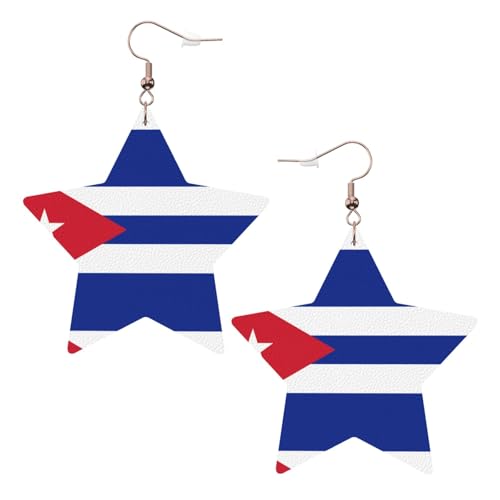 Weiße trendige Leder-Stern-Ohrringe für Frauen – kubanische Flagge, baumelnder Schmuck, leicht, modisch, Creolen-Anhänger, One Size, Leder, Kein Edelstein Weiße trendige Leder-Stern-Ohrringe für Frauen – kubanische Flagge, baumelnder Schmuck, leicht, modisch, Creolen-Anhänger, One Size, Leder, Kein Edelstein von JaoXer