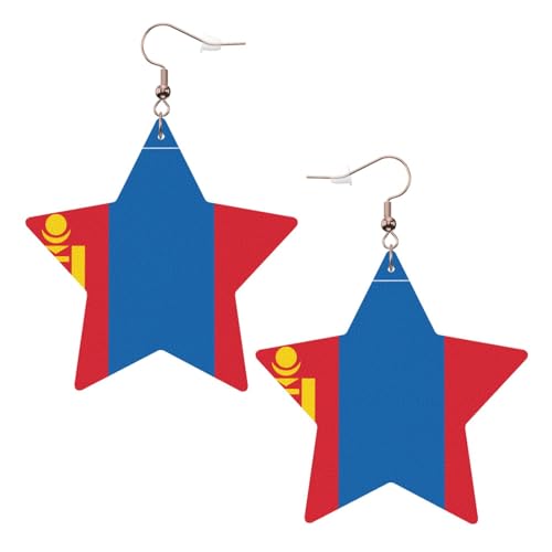 Weiße trendige Leder-Stern-Ohrringe für Frauen – mongolische Flagge, baumelnder Schmuck, leichte modische Creolen-Anhänger, Einheitsgröße, Leder, Kein Edelstein Weiße trendige Leder-Stern-Ohrringe für Frauen – mongolische Flagge, baumelnder Schmuck, leichte modische Creolen-Anhänger, Einheitsgröße, Leder, Kein Edelstein von JaoXer