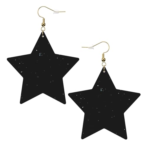 Weiße trendige Leder-Stern-Ohrringe für Frauen – schwarz-weißer Punktdruck baumelnder Schmuck, leichte modische Creolen-Anhänger, Einheitsgröße, Leder, Kein Edelstein von JaoXer