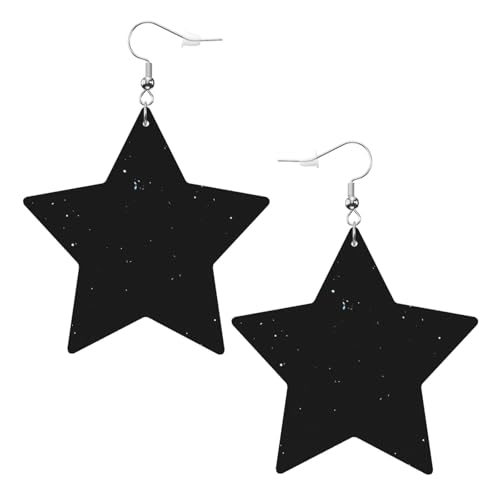 Weiße trendige Leder-Stern-Ohrringe für Frauen – schwarz-weißer Punktdruck baumelnder Schmuck, leichte modische Creolen-Anhänger, Einheitsgröße, Leder, Kein Edelstein von JaoXer