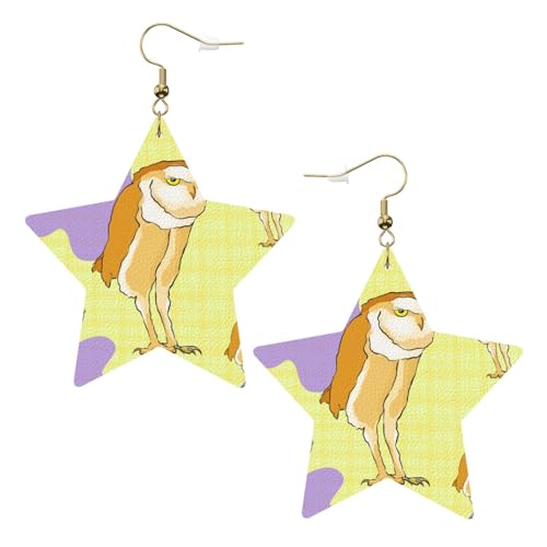 Weiße trendige Leder-Stern-Ohrringe für Frauen – stehender Eulen-Druck, baumelnder Schmuck, leicht, modisch, Creolen-Anhänger, One Size, Leder, Kein Edelstein Weiße trendige Leder-Stern-Ohrringe für Frauen – stehender Eulen-Druck, baumelnder Schmuck, leicht, modisch, Creolen-Anhänger, One Size, Leder, Kein Edelstein von JaoXer