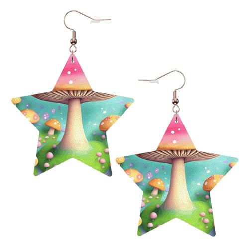 Weiße trendige Leder-Stern-Ohrringe für Frauen – wunderbarer kleiner Pilz-Druck, baumelnder Schmuck, leichte modische Creolen-Anhänger, One Size, Leder, Kein Edelstein Weiße trendige Leder-Stern-Ohrringe für Frauen – wunderbarer kleiner Pilz-Druck, baumelnder Schmuck, leichte modische Creolen-Anhänger, One Size, Leder, Kein Edelstein von JaoXer