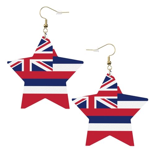 Weiße trendige Lederstern-Ohrringe für Frauen – Hawaii-Flaggen-Druck, baumelnder Schmuck, leichte modische Creolen-Anhänger, Einheitsgröße, Leder, Kein Edelstein Weiße trendige Lederstern-Ohrringe für Frauen – Hawaii-Flaggen-Druck, baumelnder Schmuck, leichte modische Creolen-Anhänger, Einheitsgröße, Leder, Kein Edelstein von JaoXer