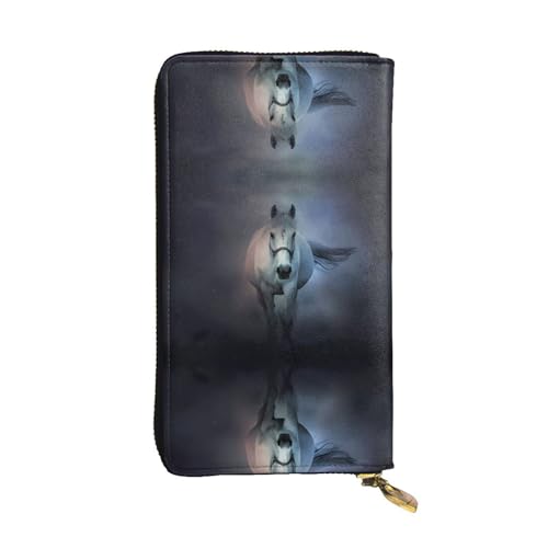 White Horse Print Leder Lange Clutch Geldbörse für Damen - Mode mit mehreren Kartenfächern, Münzfach, Schwarz, Einheitsgröße White Horse Print Leder Lange Clutch Geldbörse für Damen - Mode mit mehreren Kartenfächern, Münzfach, Schwarz, Einheitsgröße von JaoXer
