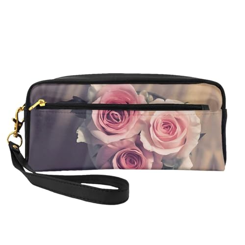 Wiederverwendbare Kosmetik-Make-up-Tasche – Reise-Kulturbeutel, komplettes Design, Rosen-Blumendruck, Ledertasche für Damen, schwarz, Einheitsgröße Wiederverwendbare Kosmetik-Make-up-Tasche – Reise-Kulturbeutel, komplettes Design, Rosen-Blumendruck, Ledertasche für Damen, schwarz, Einheitsgröße von JaoXer