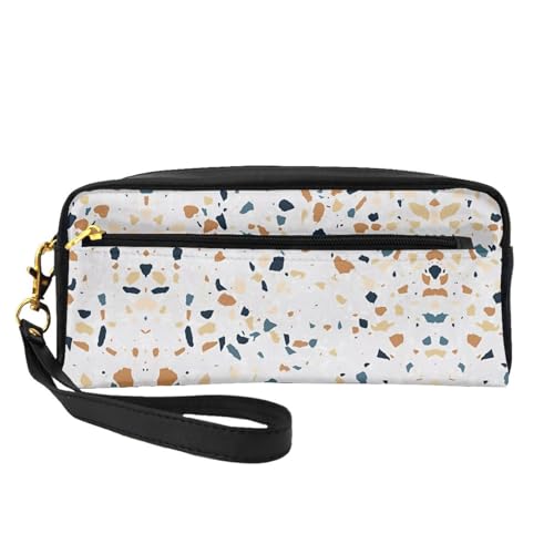Wiederverwendbare Kosmetiktasche – Reise-Kulturbeutel, vollständiges Design, Terrazzo-Marmor, Pastelldruck, Ledertasche für Damen, Schwarz, Einheitsgröße Wiederverwendbare Kosmetiktasche – Reise-Kulturbeutel, vollständiges Design, Terrazzo-Marmor, Pastelldruck, Ledertasche für Damen, Schwarz, Einheitsgröße von JaoXer