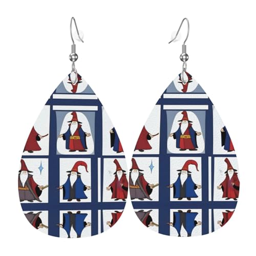 WitchingHour Druck Leder Ohrringe für Frauen - baumelnde Tropfenohrringe, perfekt für Partys und Kostümzubehör, Einheitsgröße, Leder, kein Edelstein von JaoXer