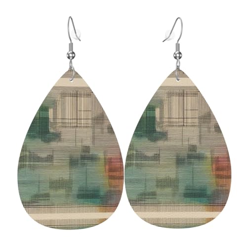 a Melodic Tunes Print Leder Ohrringe für Frauen - baumelnde Tropfenohrringe, perfekt für Partys und Kostümzubehör, Einheitsgröße, Leder, kein Edelstein von JaoXer