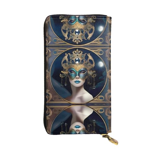 a MoonlitMasquerade (1) Print Leder Lange Clutch Geldbörse für Frauen - Mode mit mehreren Kartenfächern, Münzfach, Schwarz, One Size von JaoXer