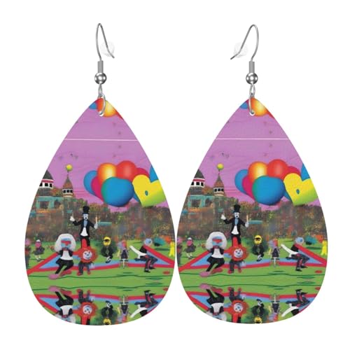 a PetrifyingParade Druck Leder Ohrringe für Frauen - baumelnde Tropfenohrringe, perfekt für Partys und Kostümzubehör, Einheitsgröße, Leder, kein Edelstein von JaoXer