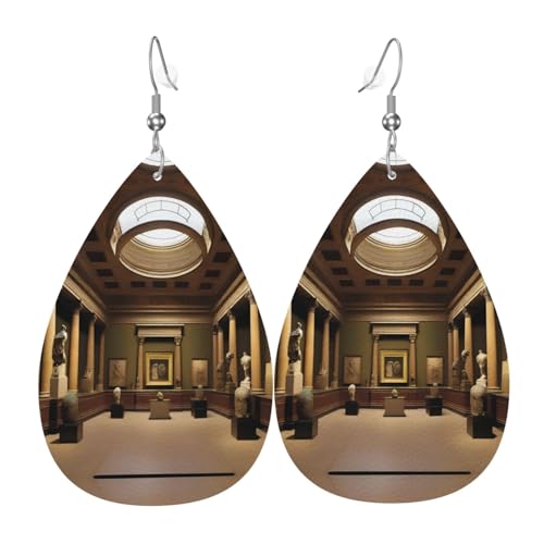 aMuseum Treasures Print Leder Ohrringe für Frauen - baumelnde Tropfenohrringe, perfekt für Partys und Kostümzubehör, Einheitsgröße, Leder, kein Edelstein von JaoXer