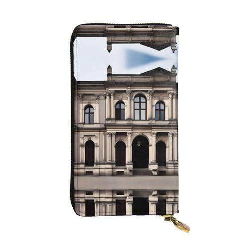 aOld Architecture Print Leder Lange Clutch Geldbörse für Frauen - Mode mit mehreren Kartenfächern, Münzfach, Schwarz, Einheitsgröße von JaoXer