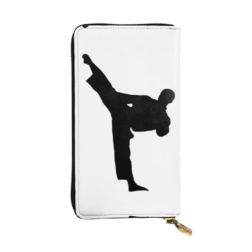 taekwondo Kampfsport-Druck Leder Lange Clutch Geldbörse für Damen - Mode mit mehreren Kartenfächern, Münzfach, Schwarz, Einheitsgröße von JaoXer