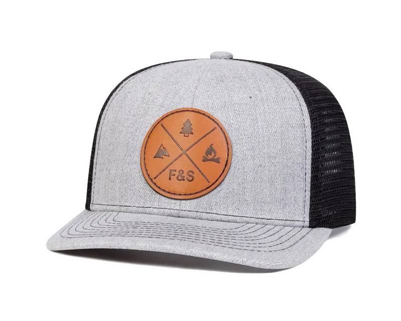 Japa Trucker Cap Berge Feuer Trucker Mesh Snapback Baseballcap Kunstleder Patch von Japa