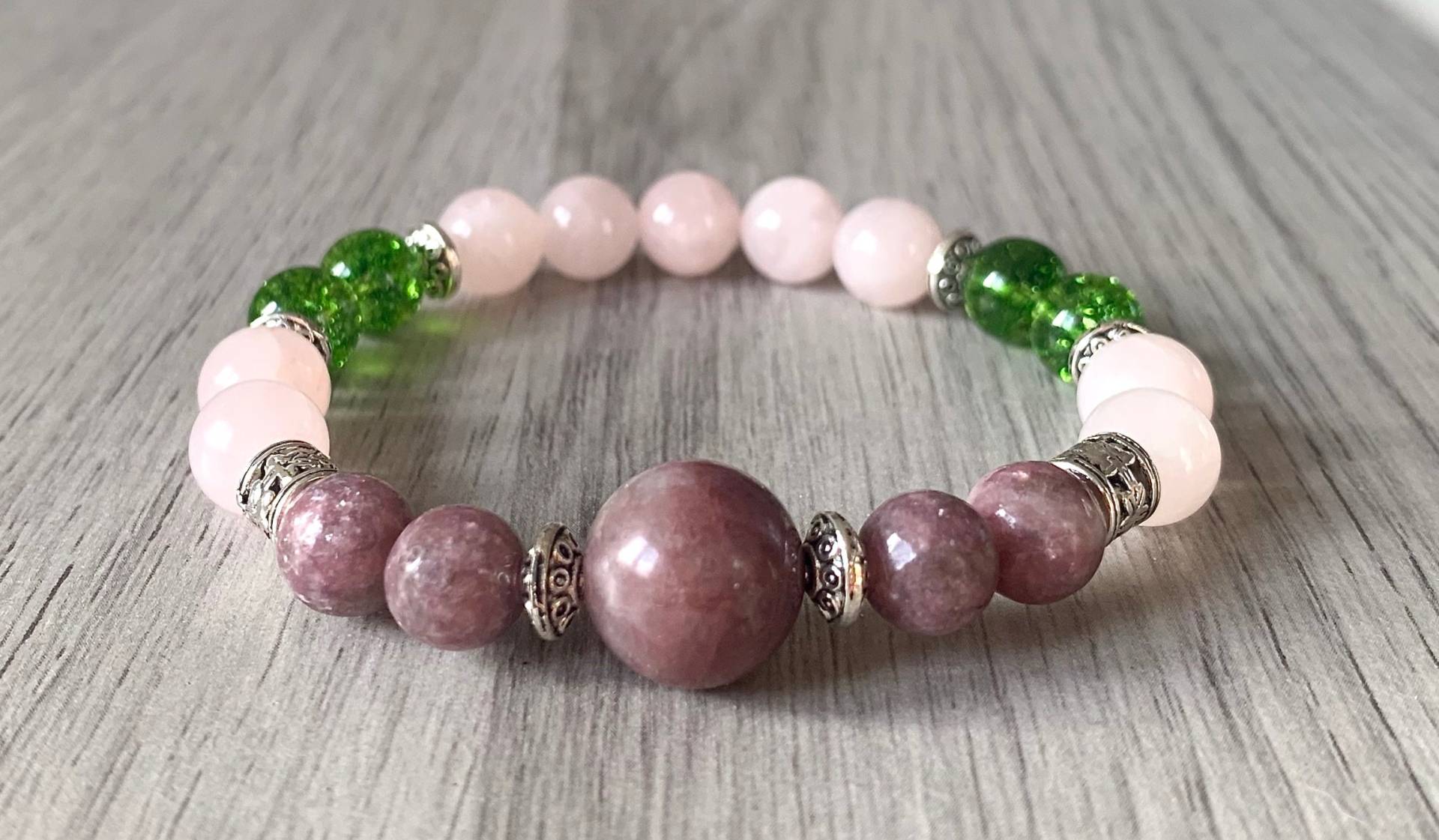 Love Edelstein-Armband Rosenquarz, Peridot, Turmalin Mala Love Edelstein-Armband Rosenquarz, Peridot, Turmalin Mala von JapaDesigns