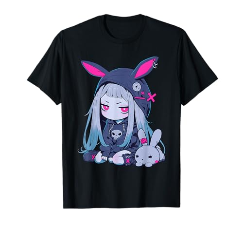 Cute E-Girl Anime Girl Goth Bunny Grunge Gothic Outfit T-Shirt von Japan Aesthethic Japanese Otaku Edgy Streetwear