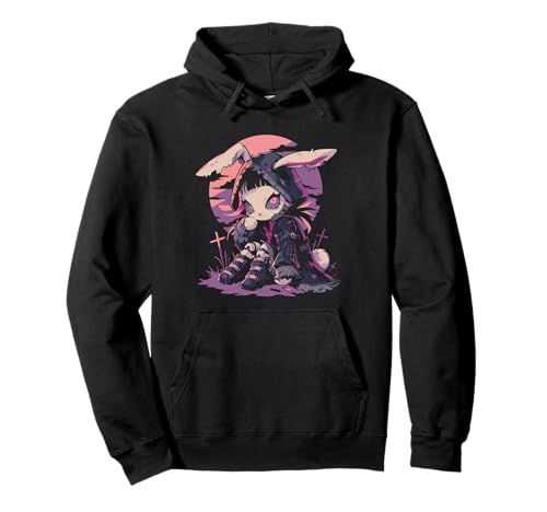Cute Goth Bunny Witch Cute E-Girl Gothic Outfit Grunge Pullover Hoodie von Japan Aesthethic Japanese Otaku Edgy Streetwear