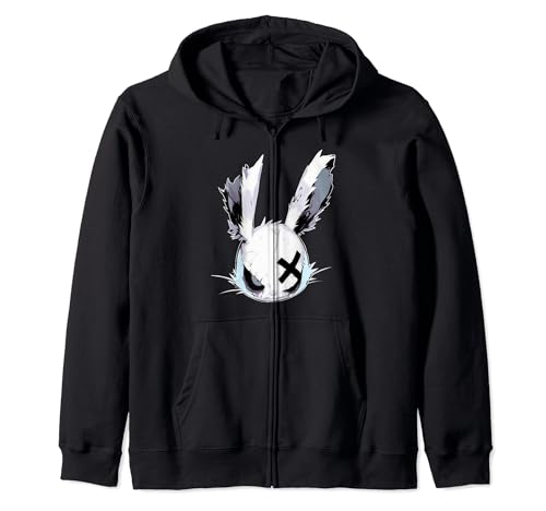 Dead Bunny Head Goth Cute E-Girl Gothic Outfit Grunge Kapuzenjacke von Japan Aesthethic Japanese Otaku Edgy Streetwear