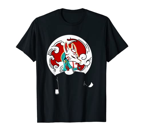 Anime Girl Japanische Waifu Kawaii Neko Cat Kitsune Maske T-Shirt von Japan Aesthetic Anime Apparel Co.